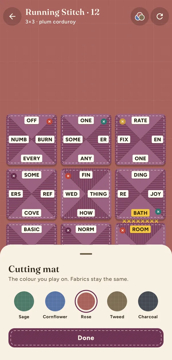 Choosing the cutting mat colour from inside a puzzle